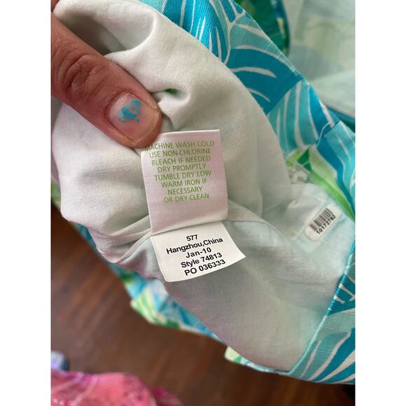 Lilly Pulitzer Pink Label Size 2 Blue & Green Leaf Halter Dress - Picture 9 of 12